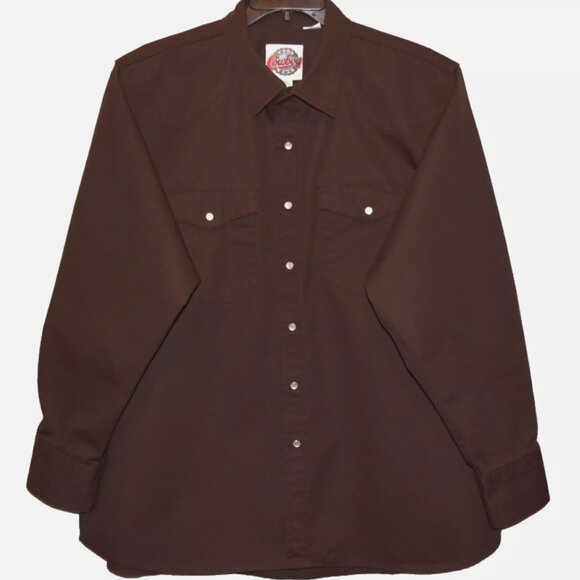 Cowboy Workwear WorkFlex Men's Chocolate Long Sleeve Western Work Shirt Size 3X - Picture 1 of 6